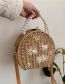 Fashion Khaki Straw Large Capacity Pearl Portable Messenger Bag