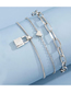 Fashion Silver Alloy Love Lock -shaped Multi -layer Chain Foot Chain