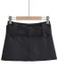 Fashion Grey Polyester Belted Skirt