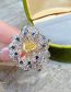 Fashion Silver Brass Zirconia Geometric Flower Open Ring