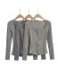 Fashion Light Gray Button-breasted Knitted Cardigan