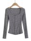 Fashion Light Gray Button-breasted Knitted Cardigan