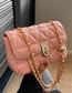Fashion Pink Pu Rhombus Lock Flip Crossbody Bag