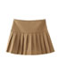 Fashion Coffee Color Solid Color Wide Pleated Skirt