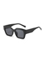 Fashion Leopard Frame Black And Gray Film Pc Square Large Frame Sunglasses
