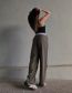 Fashion Brown Red Turned-waist Micro-pleated Straight-leg Trousers