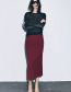 Fashion Red Polyester Straight Slit Skirt
