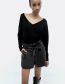 Fashion Black Faux Leather Lace-up Shorts