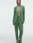 Fashion Green Polyester Pleated Straight-leg Trousers
