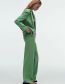 Fashion Green Polyester Pleated Straight-leg Trousers