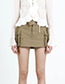 Fashion Army Green Cotton Irregular Cargo Skirt