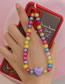 Fashion Color Square Crystal Beaded Heart Phone Strap
