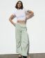 Fashion Green Nylon Micro Pleated Straight Trousers