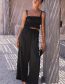 Fashion Routing Poly -polyester Belt Neck Hanging Wide -leg Trousers Suit
