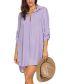 Fashion Light Purple V -neck Sunscreen Swimwear Shirt
