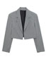 Fashion Jacket Polyester Checked Lap Lapel Short Suit Jacket