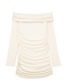 Fashion White Folding A Long -sleeved Long -sleeved Dress