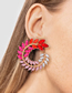 Fashion Color Alloy Diamond Leaf Earrings