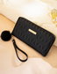 Fashion Brown Pu Embroidery Line Long Wallet