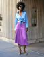 Fashion Purple Polyester Wide Pleated Skirt