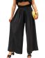Fashion Dark Green Pure Color Cotton And Linen High Waist Wide -leg Trousers