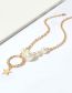 Fashion Gold Alloy Pearl Pentagon Star Circle Necklace
