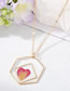 Fashion Pink Chrysanthemum Geometric Hexagonal Drip Glue Flower Necklace