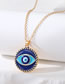 Fashion Golden Lace Blue Eyes Metal Dripping Eye Round Necklace