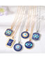 Fashion Golden Lace Blue Eyes Metal Dripping Eye Round Necklace