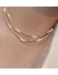 Fashion Gold Metal Bending Tube Pearl Necklace