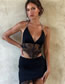 Fashion Black Hanging Neck Lace -back Small Vest Skirt Set