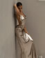 Fashion Gold Polyester Back Intersection Of Folded Camisole Skirt