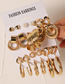 Fashion 2# Metal Gold Geometry Gee Pearl Round Earrings Set