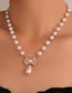 Fashion Gold Alloy Inlaid Diamond Pearl Bow Necklace