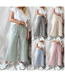 Fashion Blue Cotton And Linen Striped Wide -leg Trousers