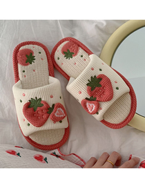 Fashion Off White Cotton And Strawberry Soft Bottom Slippers