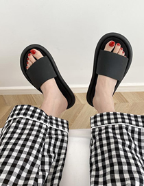 Fashion Black Pvc Flat Slippers