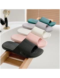 Fashion Single Double -out Gray Eva Striped Flat Slippers