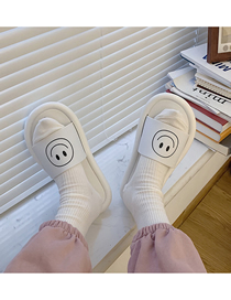 Fashion Black -filled Smiley Face Pvc Smiley Flat Slippers