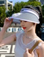 Fashion White Pc Big Eaves Band Fan Empty Top Sun Hat (charging)