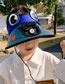 Fashion Black Pc Cartoon Large Eaves Empty Top With Fan Empty Top Children's Solar Hat (charging)
