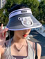 Fashion Black Pc Printed Large Eaves Empty Top With Fan Empty Top Sun Hat (charging)