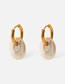 Fashion 7# Titanium Steel Geometric Pearl Ear Ring