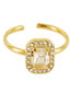 Fashion Heart -shaped Ring [green Diamond] Titanium Steel Diamond Love Opening Ring