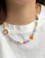 Fashion Gold Geometric Glazed Pearl Beaded Stitching Chain Necklace Necklace