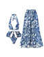 Fashion No. 1 Blue Dragonfly Polyesterly Hanging Neck Tie Printed Swimsuit
