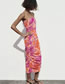 Fashion Color Silk Net Print Fold Dress Dress