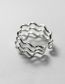 Fashion Silver Pure Copper Geometric Curve Curved Wavy Opening Ring
