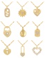 Fashion Gold 5 Titanium Steel Inlaid Irregular Love Pendant Necklace