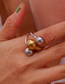 Fashion Color Stainless Steel Adjustable Three -ball Color Matching Ring